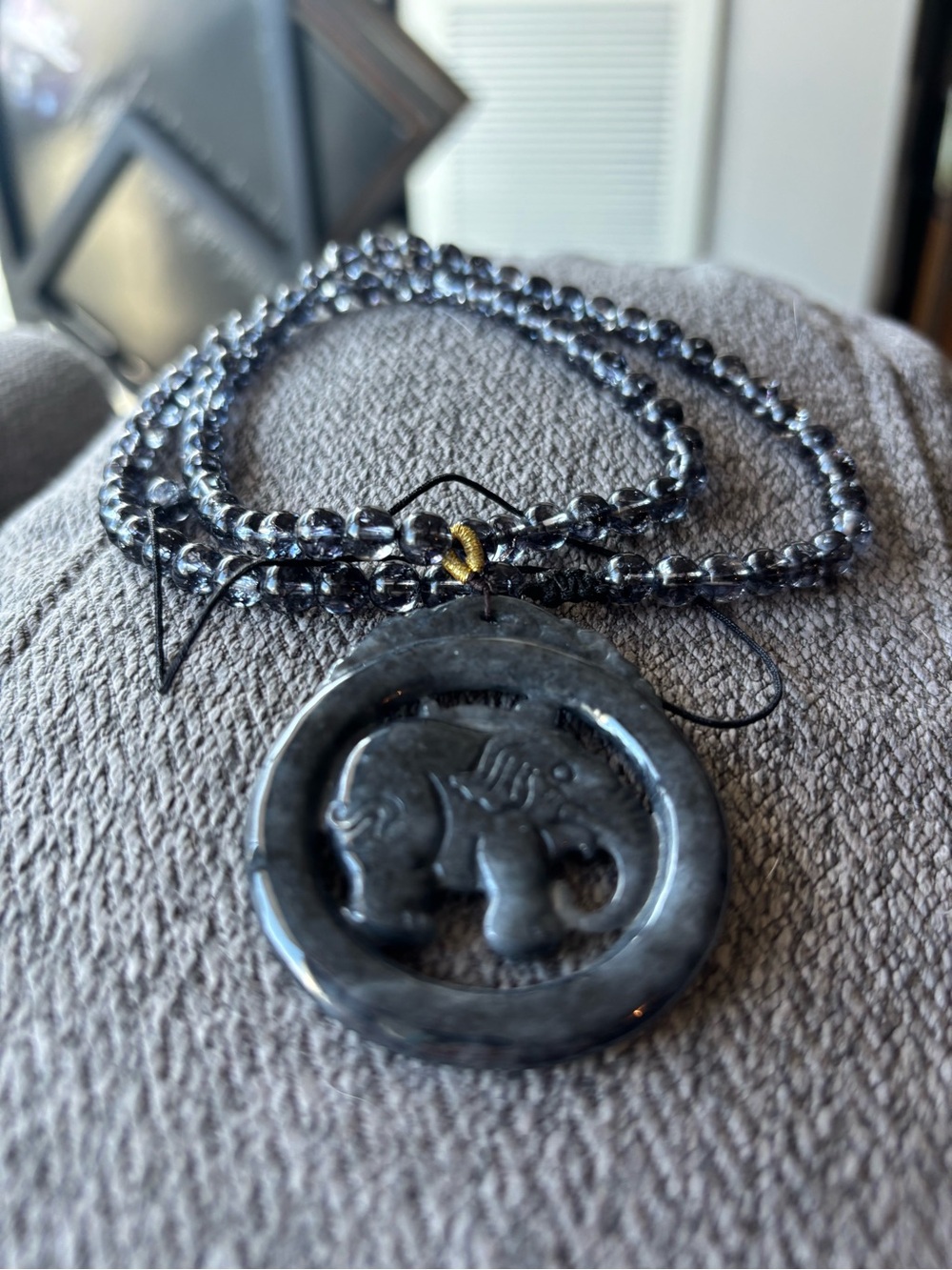 Handcrafted Wuji Jadeite Elephant Pendant Necklace